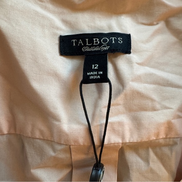 Talbots NWT Button Front Shirt Dress Peach Size 12 Belt Business NEW WITH TAGS - Picture 2 of 12
